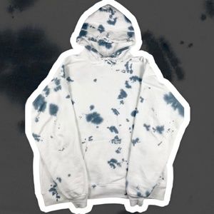 Custom Grey & White Tie Dye Hoodie NEW